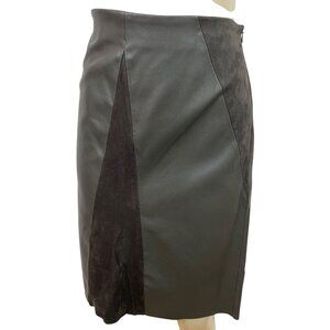 Catherine Malandrino Faux Leather & Suede Paneled Skirt Side Zipper Sz 10 - New